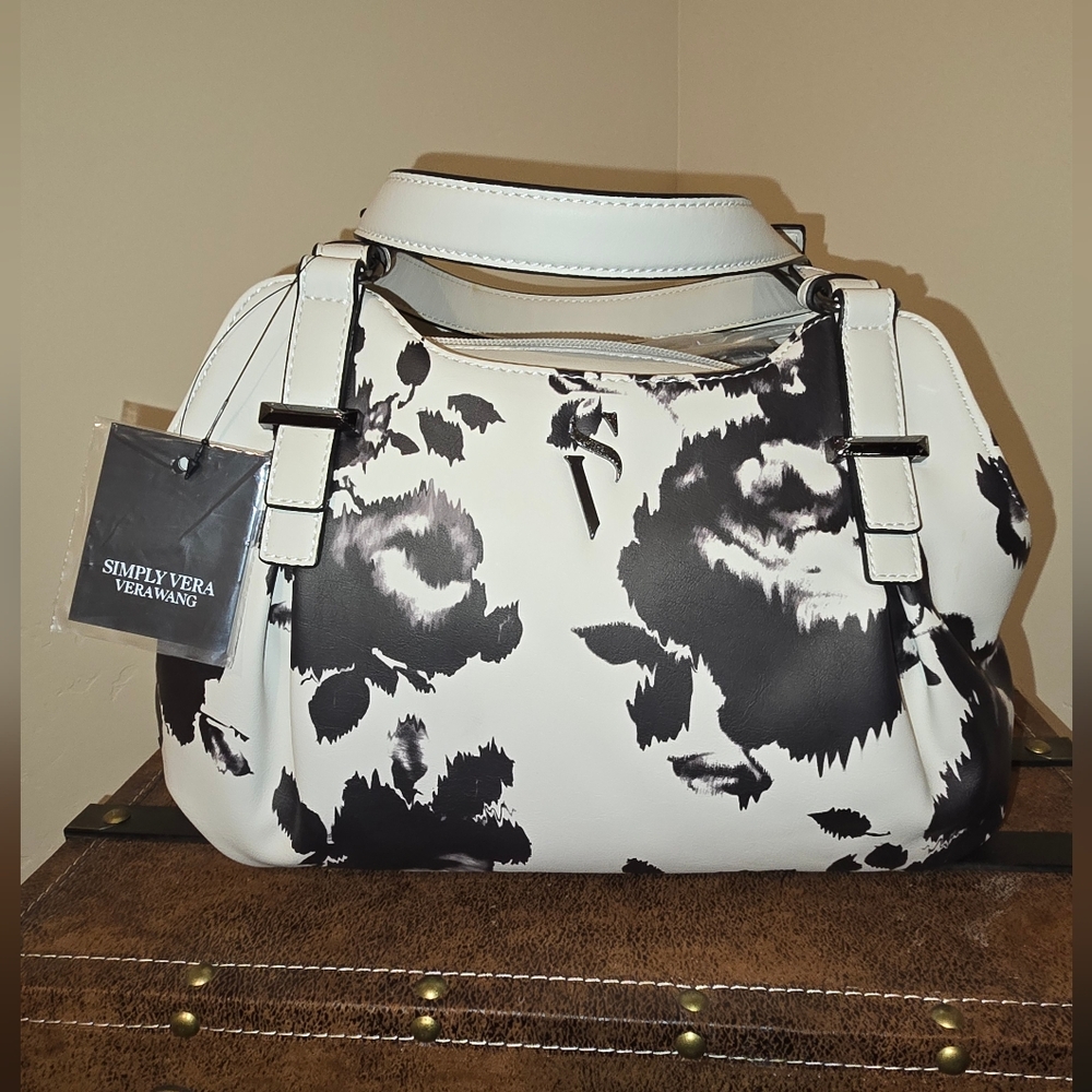 Simply Vera Vera Wang Black and White Floral Women's Bag